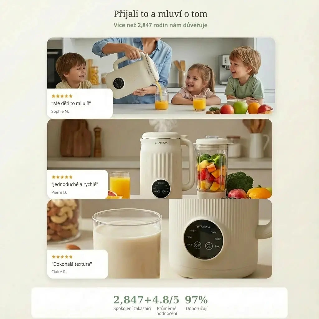 VitaMixia - Multifunkční Přístroj 8 v 1 Na Výrobu Rostlinného Mléka, Džusů A Mnoho Dalšího