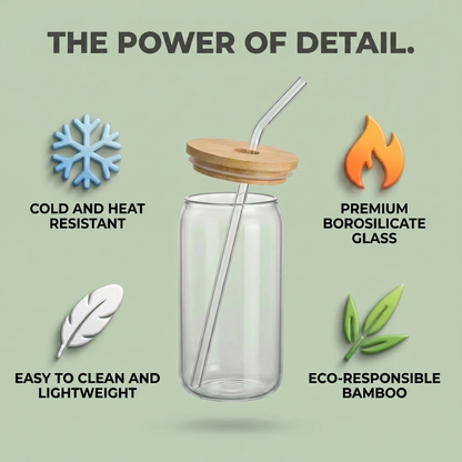 Premium glassware set made of glass and bamboo