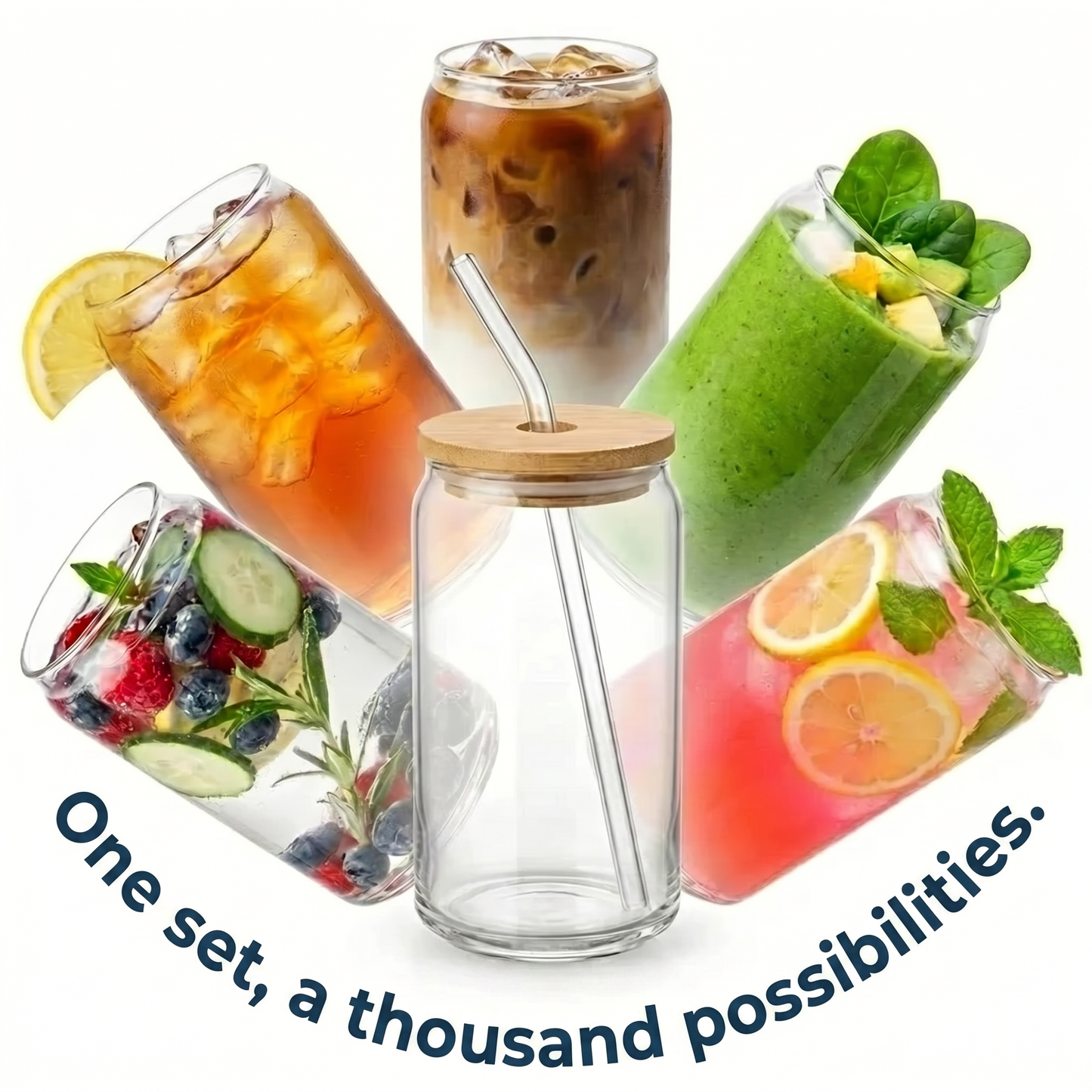 Premium glassware set made of glass and bamboo