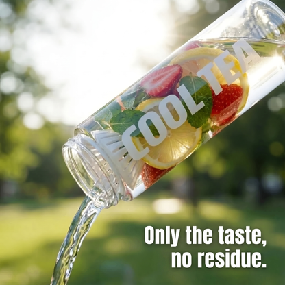 Portable bottle with integrated residue filter
