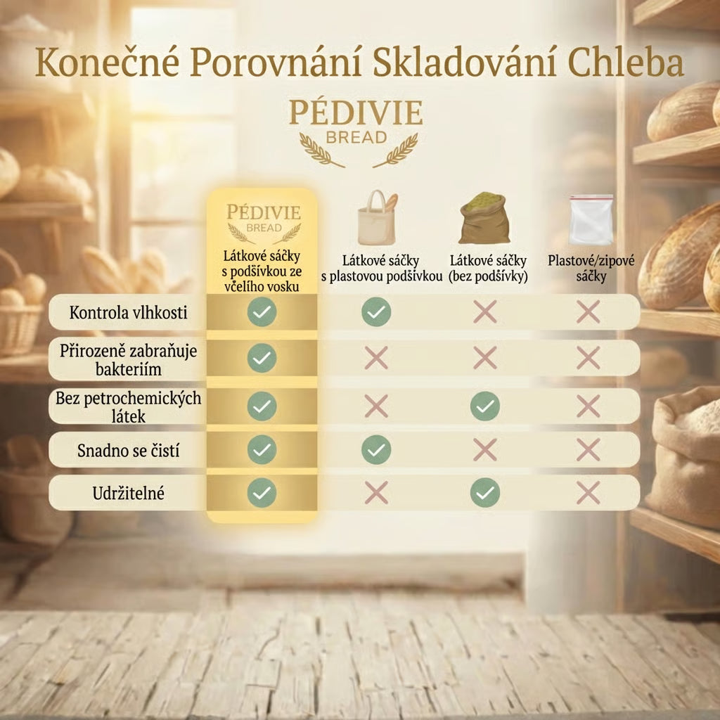 Prémiové sáčky na chleba vyrobené ze 100% bavlny a včelího vosku