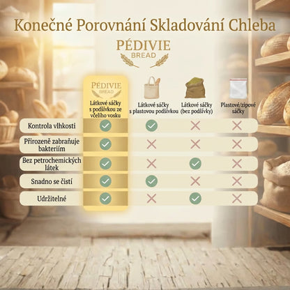 Prémiové sáčky na chleba vyrobené ze 100% bavlny a včelího vosku
