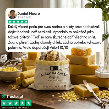 Prémiové sáčky na chleba vyrobené ze 100% bavlny a včelího vosku