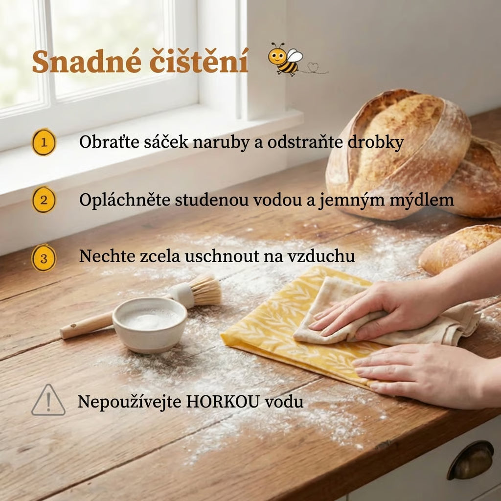 Prémiové sáčky na chleba vyrobené ze 100% bavlny a včelího vosku